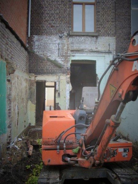 Afbraak van achterbouw in Gent
